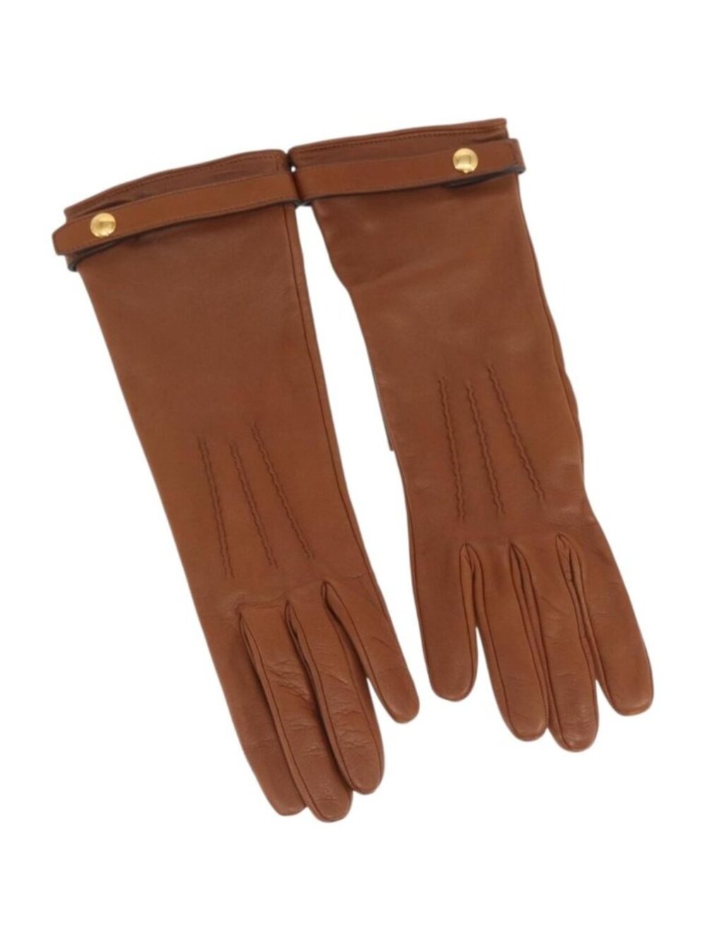 BURBERRY Gloves Leather Size 7 Brown Gold